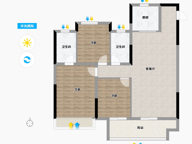 山东省-济南市-悦府-101.60-户型库-采光通风