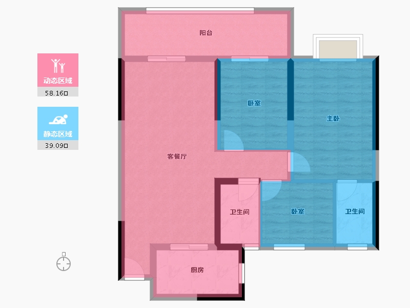 湖北省-咸宁市-咸宁市一号院-96.00-户型库-动静分区