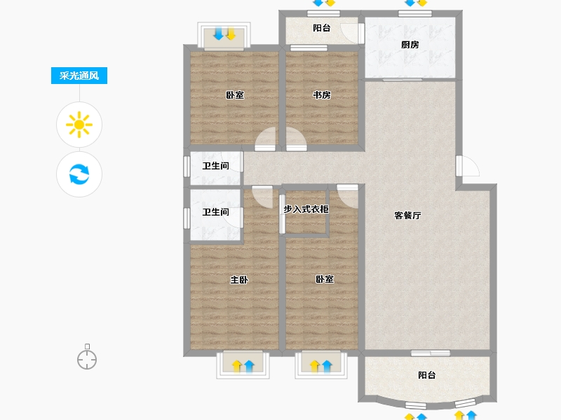 云南省-昆明市-大麻苴高层住宅-132.00-户型库-采光通风