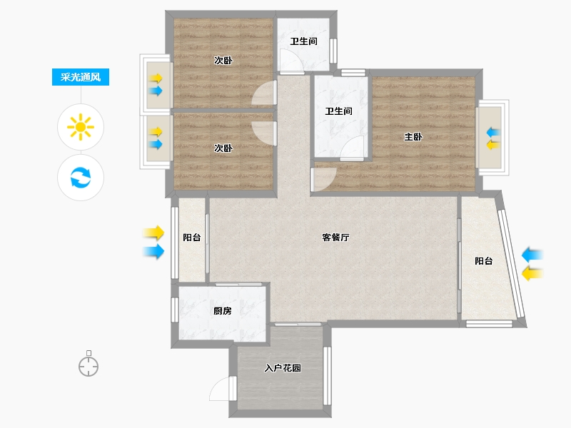 广东省-中山市-绿杨居-91.19-户型库-采光通风