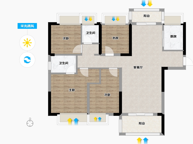 湖南省-长沙市-碧桂园山湖城-100.00-户型库-采光通风