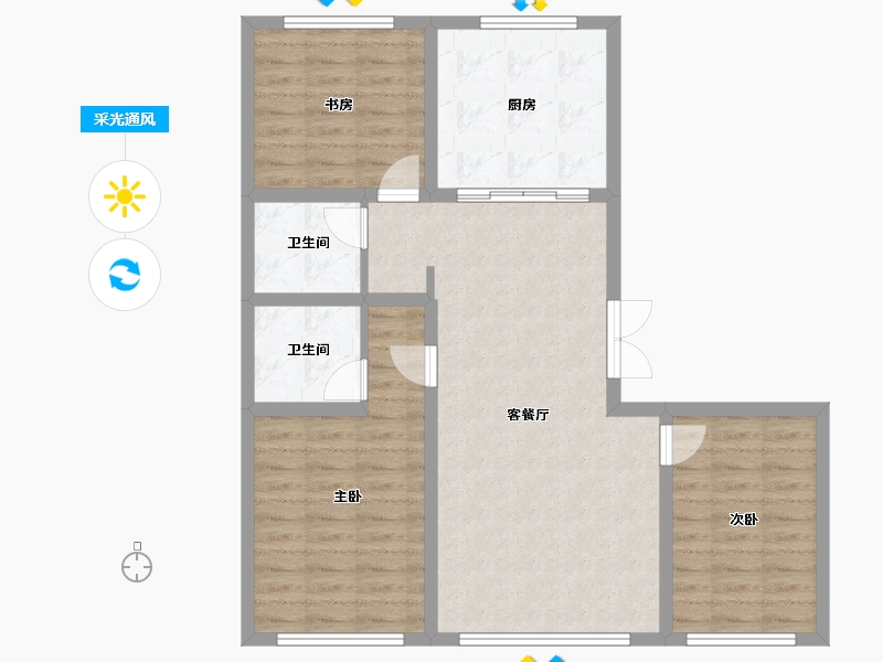 内蒙古自治区-锡林郭勒盟-亲水雅居-107.20-户型库-采光通风