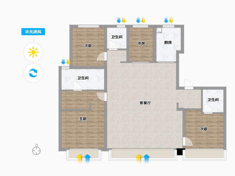 陕西省-西安市-融创时代奥城-168.00-户型库-采光通风