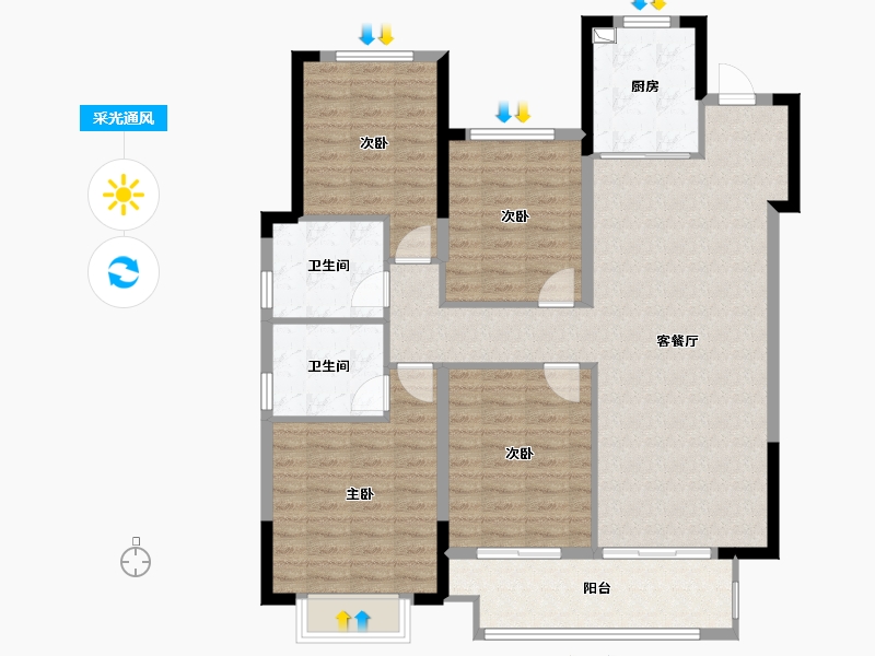 福建省-龙岩市-杭城臻邸-118.40-户型库-采光通风