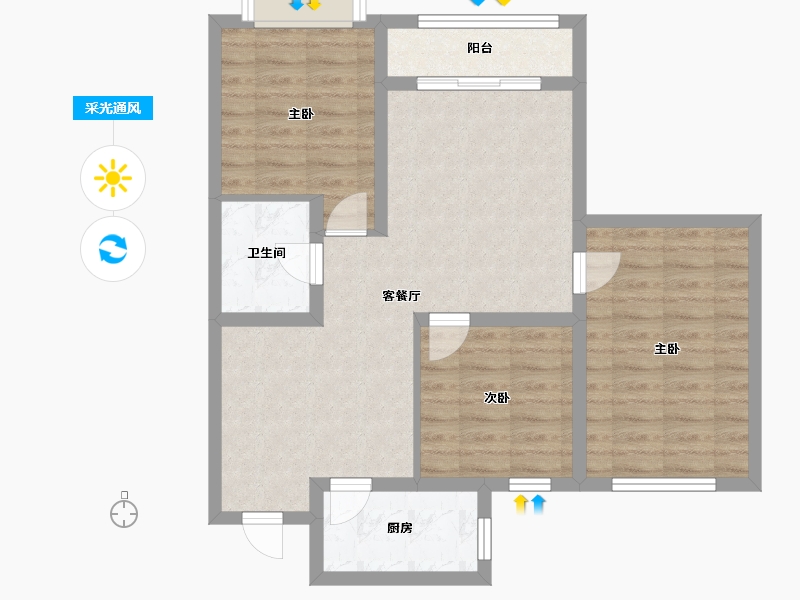 河北省-保定市-禾悦国悦府-73.39-户型库-采光通风