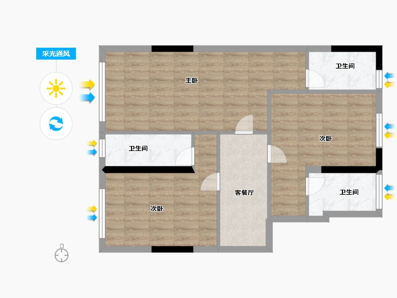 福建省-福州市-融侨望云-71.20-户型库-采光通风