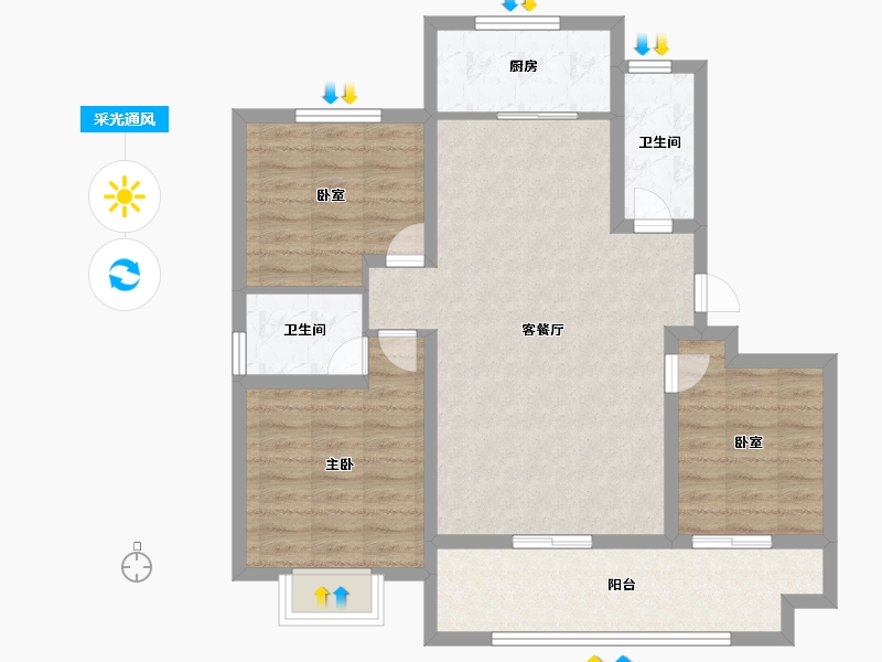 河南省-濮阳市-学府玖号院二期-100.00-户型库-采光通风