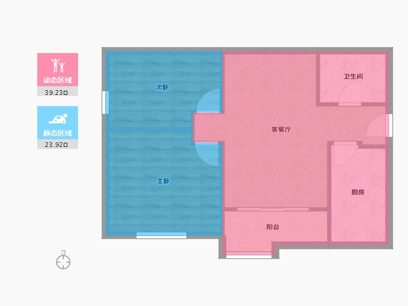 湖北省-武汉市-龙江庭院(B区)-60.00-户型库-动静分区