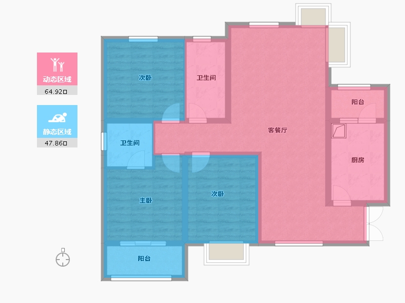 内蒙古自治区-呼和浩特市-名都枫景-106.40-户型库-动静分区