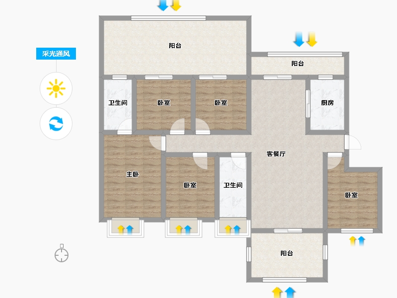 贵州省-六盘水市-山水别苑-134.40-户型库-采光通风