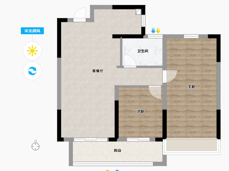 浙江省-丽水市-安心小区-74.50-户型库-采光通风