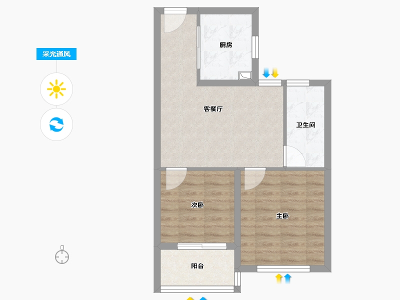 浙江省-杭州市-璞荟铭庭-52.00-户型库-采光通风