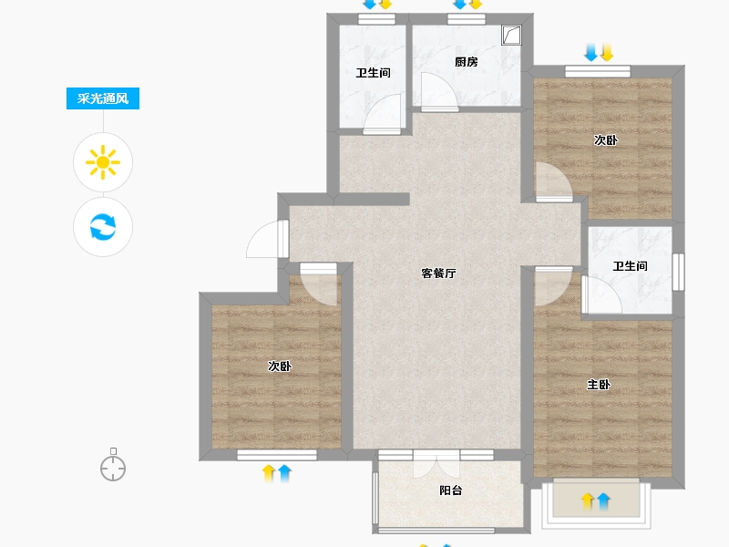 河北省-邢台市-金瑞苑-81.00-户型库-采光通风