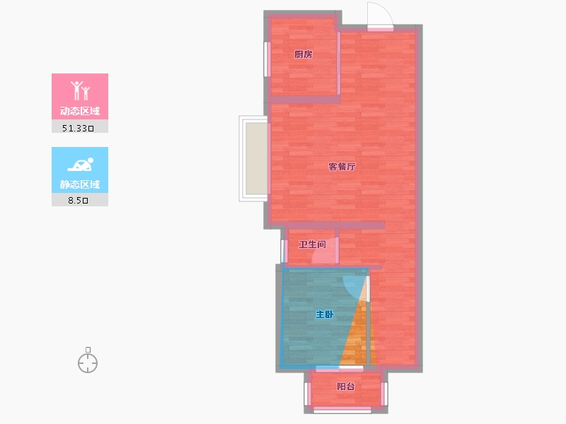 内蒙古自治区-呼和浩特市-理想小墅-55.70-户型库-动静分区