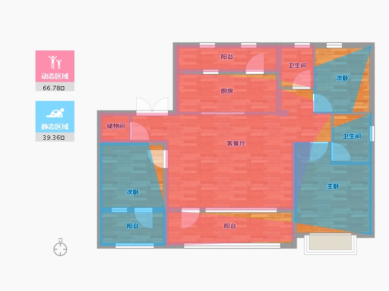 山东省-烟台市-蓝天·博识雅苑-103.31-户型库-动静分区