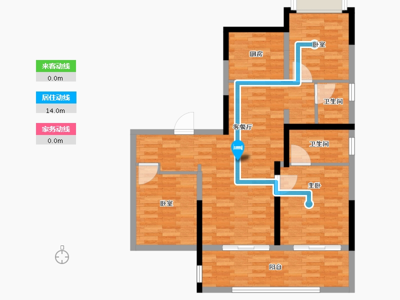 江苏省-扬州市-福源里-84.15-户型库-动静线