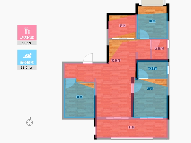 江苏省-扬州市-福源里-84.15-户型库-动静分区