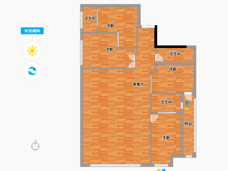 湖南省-邵阳市-乾道魏源壹号院-140.00-户型库-采光通风