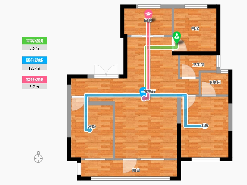 宁夏回族自治区-银川市-新思路·砚玺台-84.10-户型库-动静线