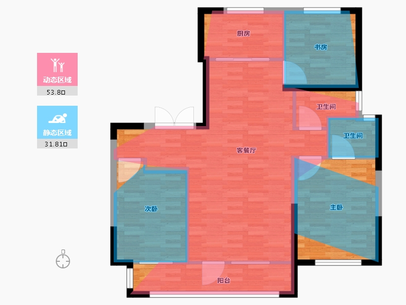 宁夏回族自治区-银川市-新思路·砚玺台-84.10-户型库-动静分区