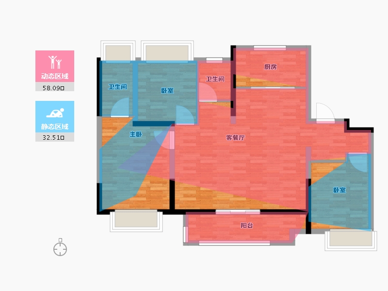 湖北省-武汉市-光谷湖畔八号-91.66-户型库-动静分区