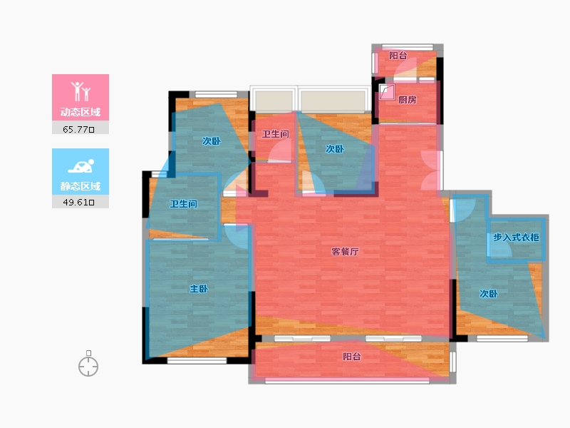 四川省-成都市-华兴滨江锦宸-125.05-户型库-动静分区