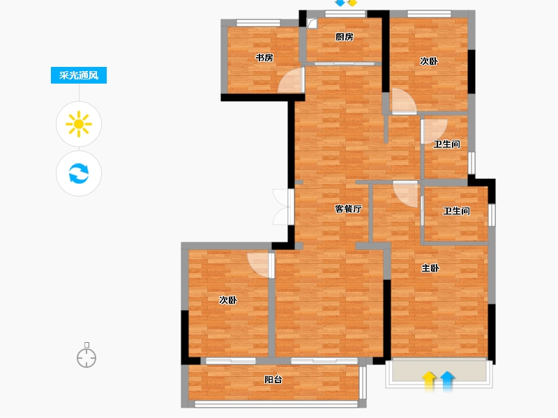 浙江省-台州市-江鸿尚品-103.04-户型库-采光通风