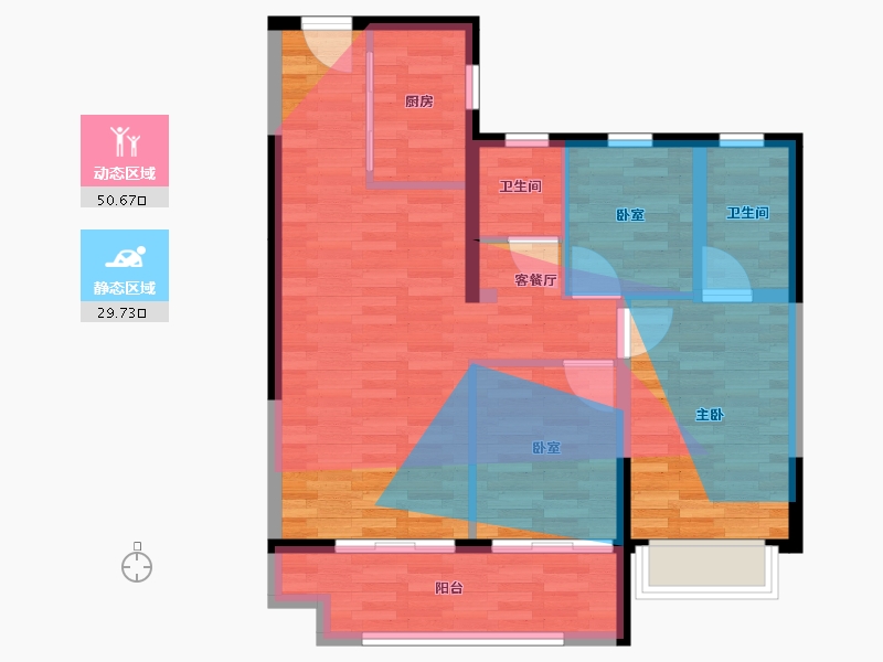 陕西省-渭南市-秦正·锦绣东方-76.39-户型库-动静分区