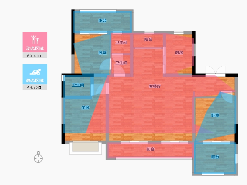 陕西省-西安市-白桦林隐-116.21-户型库-动静分区