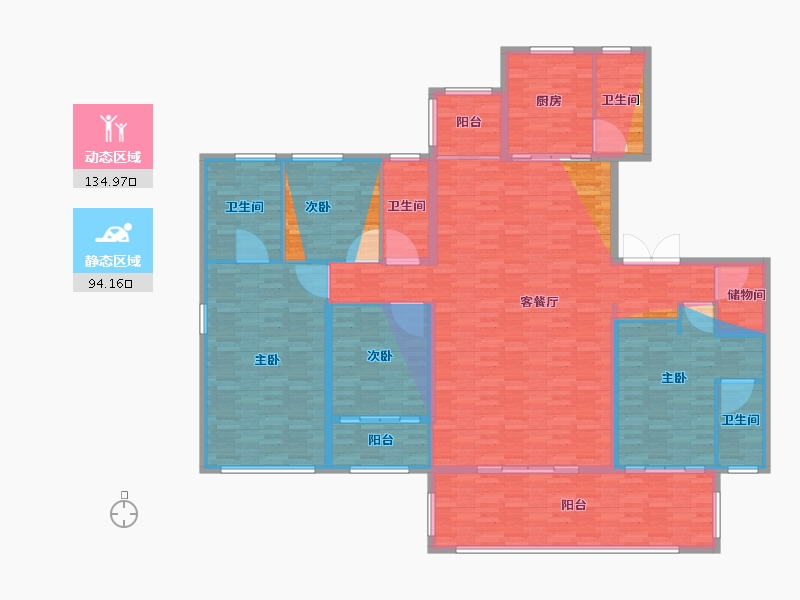 江苏省-南京市-中海·江南玖序-215.98-户型库-动静分区