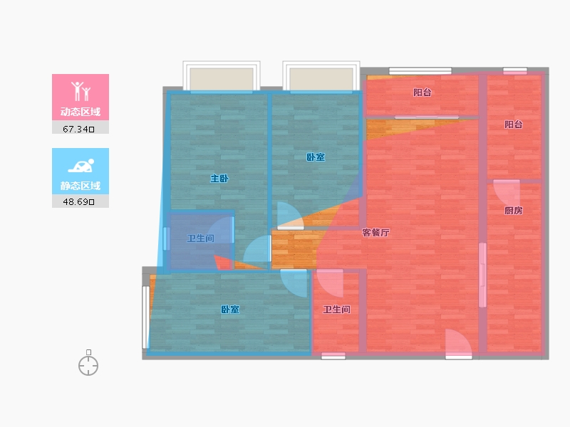 广东省-梅州市-城北安置房-105.54-户型库-动静分区