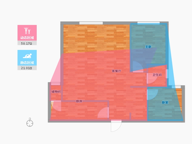 天津-天津市-州河湾西园-73.60-户型库-动静分区