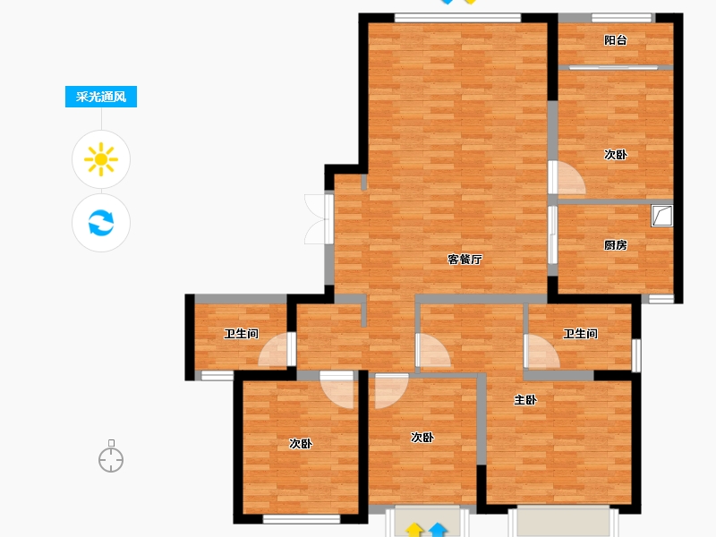 福建省-厦门市-海沧中心TOD璞瑞璞盛-113.98-户型库-采光通风