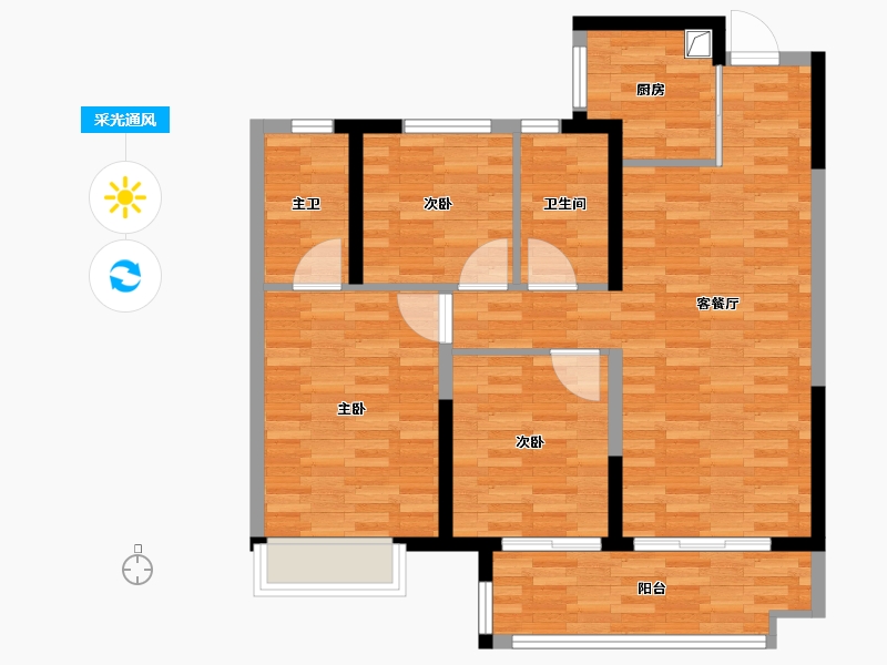 安徽省-阜阳市-建投·启悦-86.49-户型库-采光通风