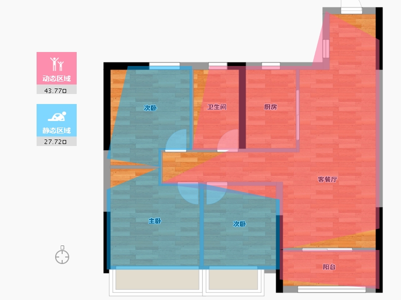 浙江省-丽水市-交投绿城·江上春风-70.40-户型库-动静分区