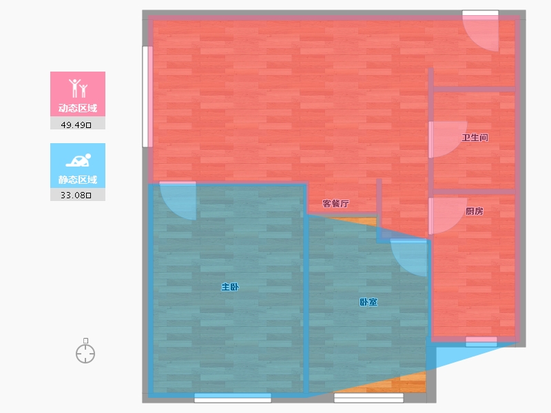 辽宁省-大连市-远洋荣域-B4区-76.64-户型库-动静分区