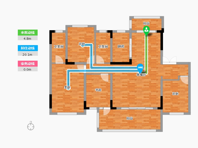 四川省-绵阳市-阳光城江山悦-140.66-户型库-动静线