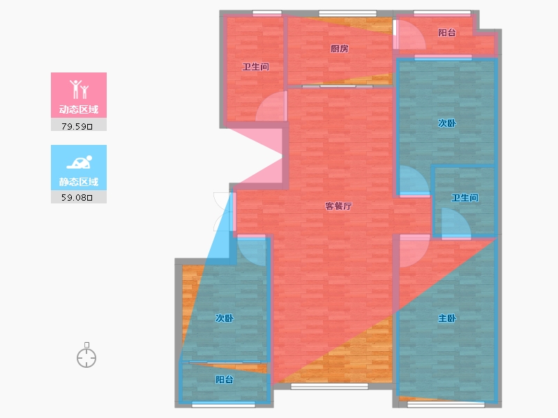 山东省-潍坊市-九龙山翠雨苑-134.39-户型库-动静分区