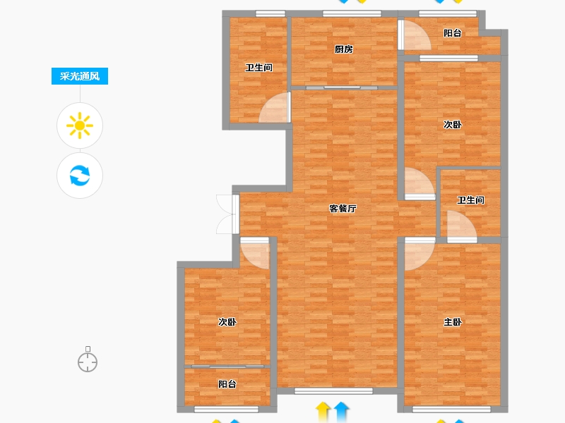 山东省-潍坊市-九龙山翠雨苑-134.39-户型库-采光通风