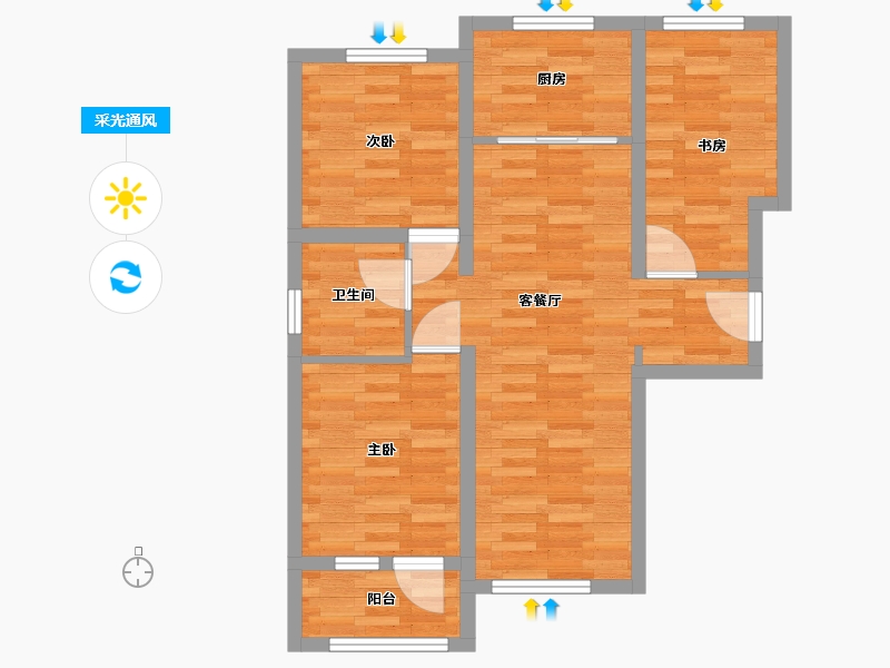 河北省-廊坊市-融创融公馆-68.55-户型库-采光通风