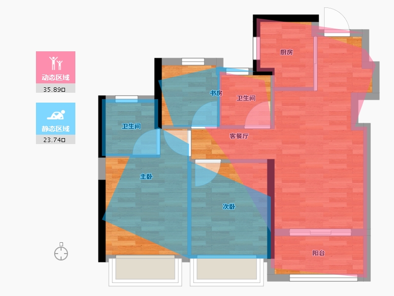 浙江省-杭州市-滨杭滨纷城-59.58-户型库-动静分区