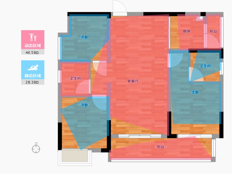 四川省-成都市-金领江语城-80.58-户型库-动静分区