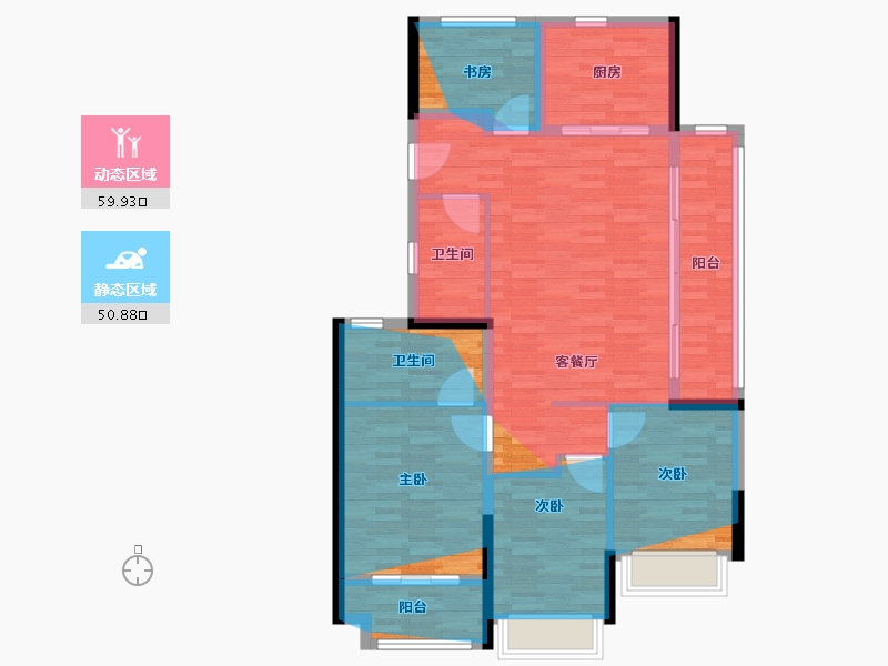 浙江省-绍兴市-御江府-105.64-户型库-动静分区