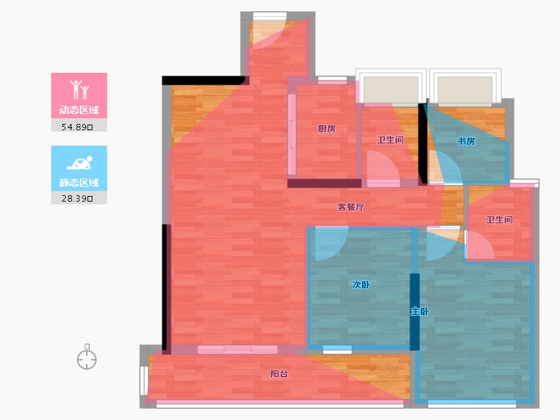 湖北省-武汉市-绿城光谷桂府-84.00-户型库-动静分区