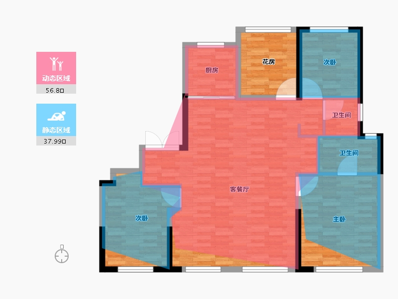 陕西省-西安市-能建长誉府-99.53-户型库-动静分区