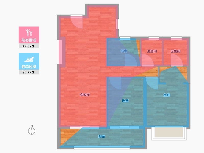 浙江省-嘉兴市-鸿翔玖望金邸-81.00-户型库-动静分区