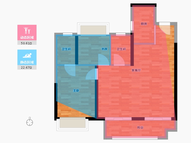 湖北省-武汉市-光谷湖畔八号-71.85-户型库-动静分区