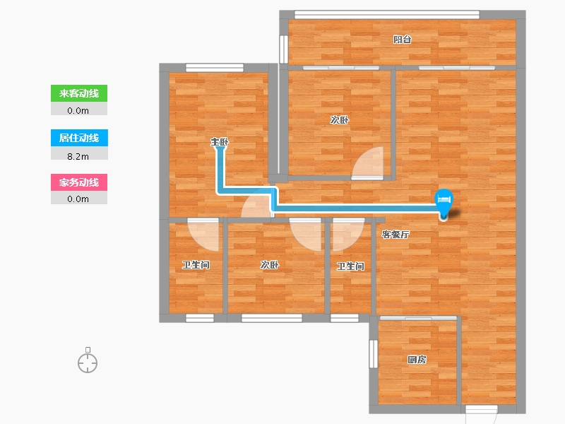 浙江省-金华市-碧桂园潮鸣-75.38-户型库-动静线