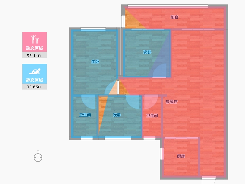 浙江省-金华市-碧桂园潮鸣-75.38-户型库-动静分区