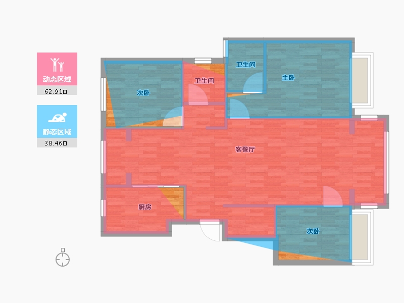 湖北省-武汉市-潘庙新家园-100.00-户型库-动静分区